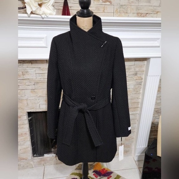 Calvin Klein nubby basketweave‎ shawl collar coat ladies size large new!!! - Picture 5 of 8